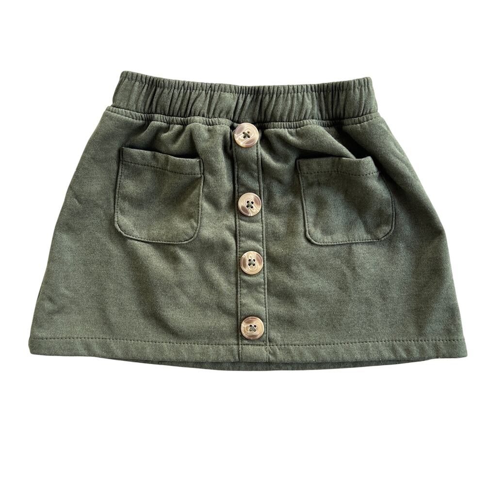 Little Lass Toddler Girls Olive Green Pocket Button Skirt Size 3T